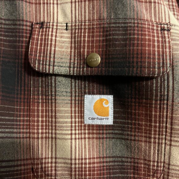 Mens CARHARTT Hubbard Sz 3XL Plaid Flannel Sherpa Lined Shirt Jacket - Picture 4 of 10